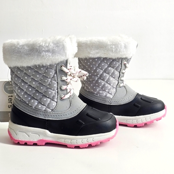 Stylish Gray and Pink Winter Boots - Picture 2 of 6